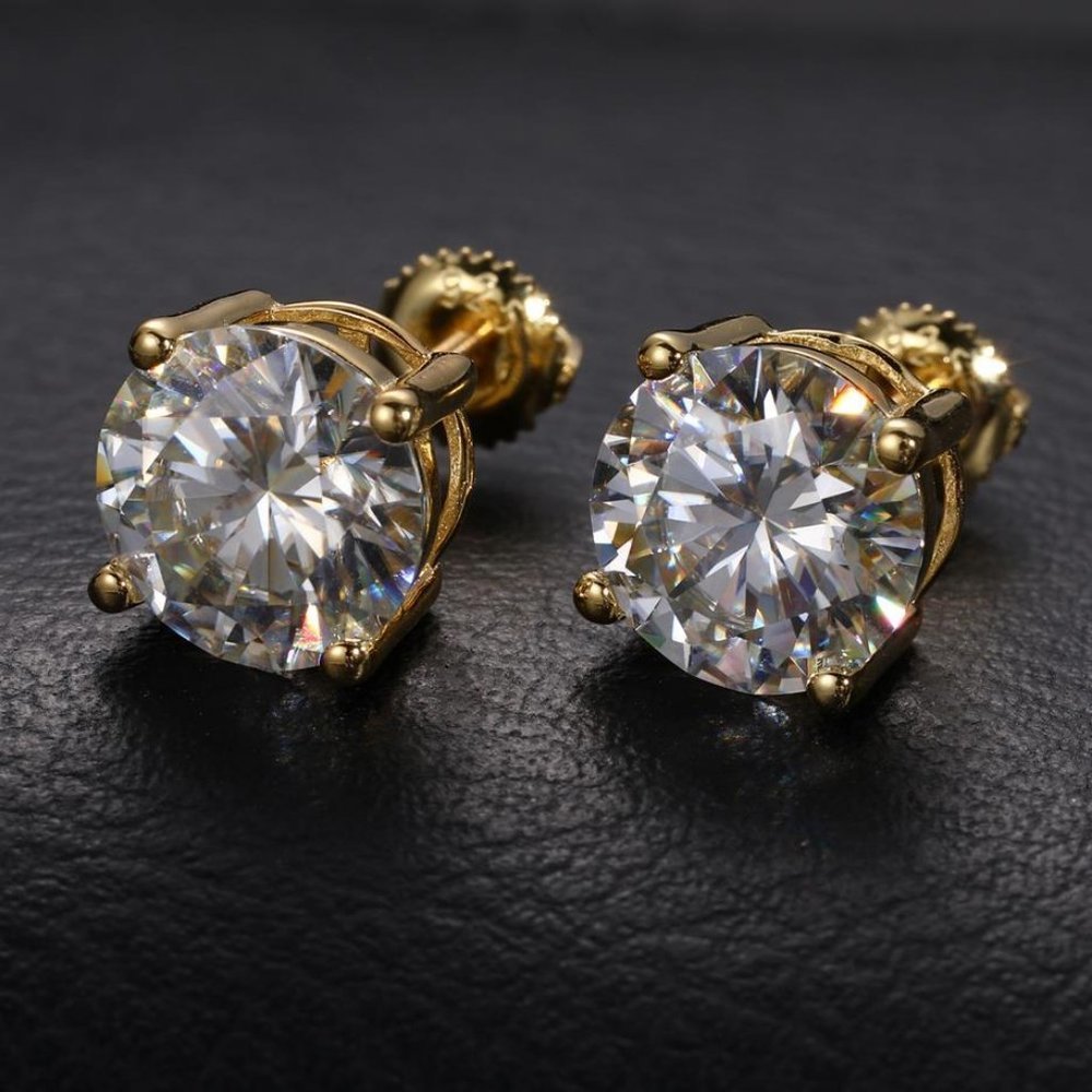 Certified 8ct. t.w. Moissanite Diamond Round Stud Earrings NEW - Picture 4 of 10